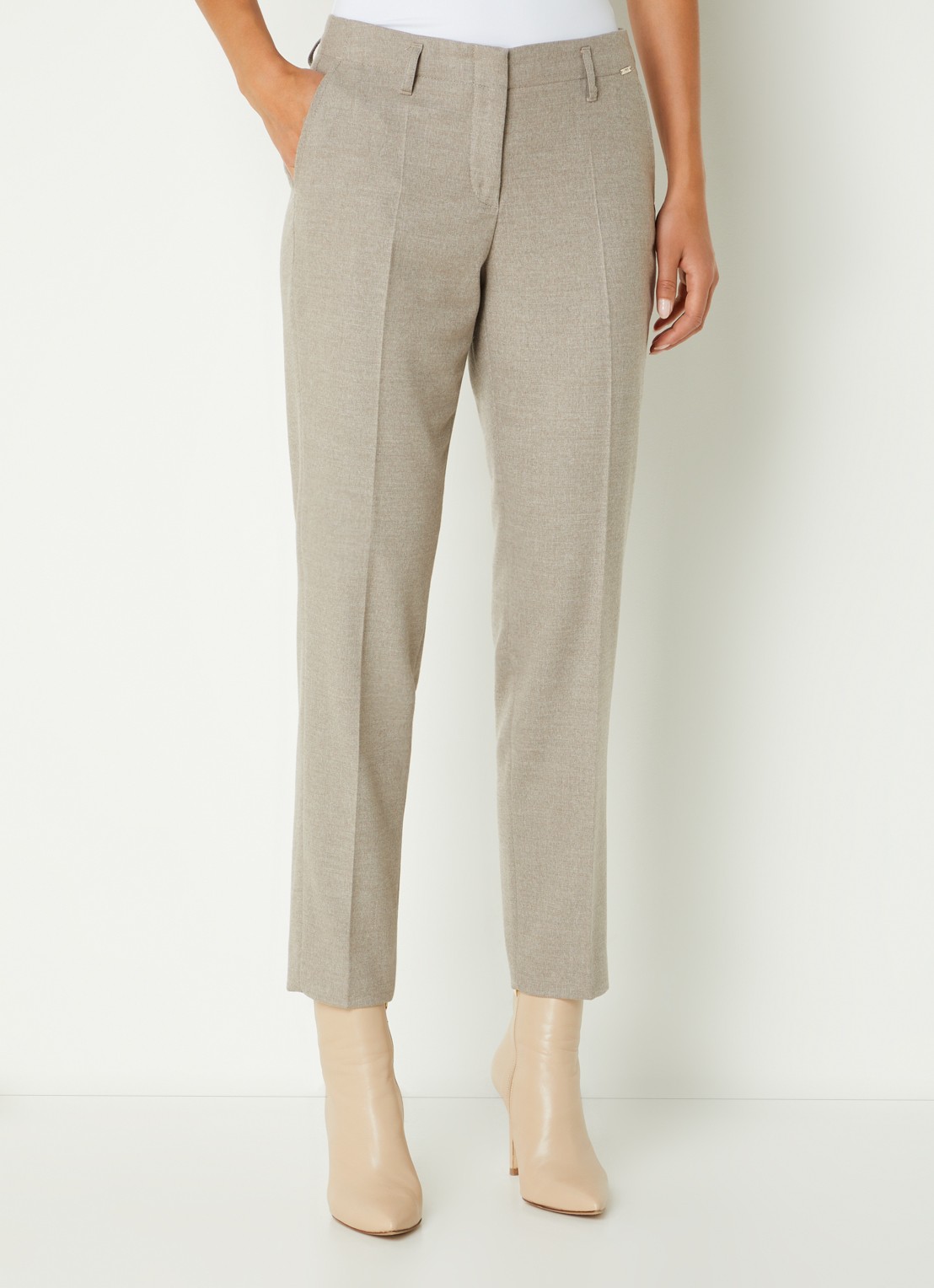 Cinque Cihamelin mid waist tapered cropped fit pantalon met steekzakken - detail 4 donkerbeige