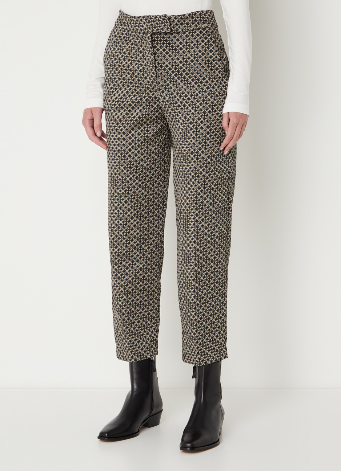 Cinque Cihennes high waist tapered fit pantalon met print  - detail 4 donkerbeige