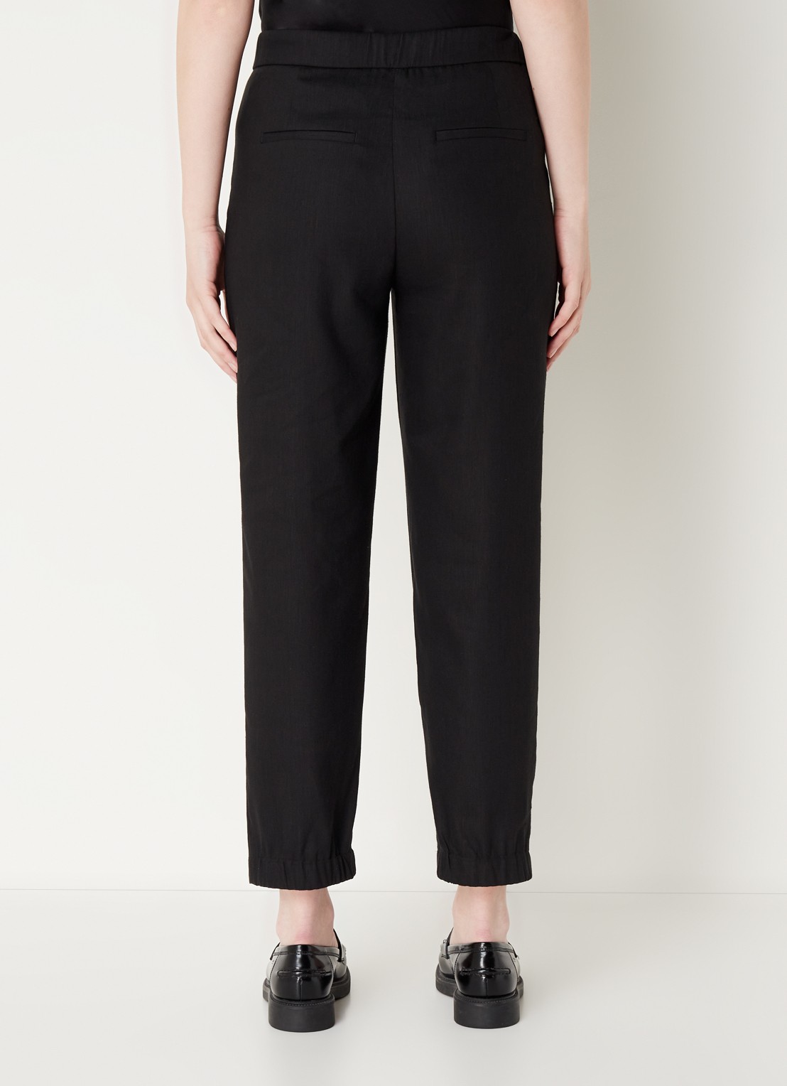 CINQUE Cihenrico high waist tapered fit pantalon in linnenblend met steekzakken  - achterkant 3 zwart
