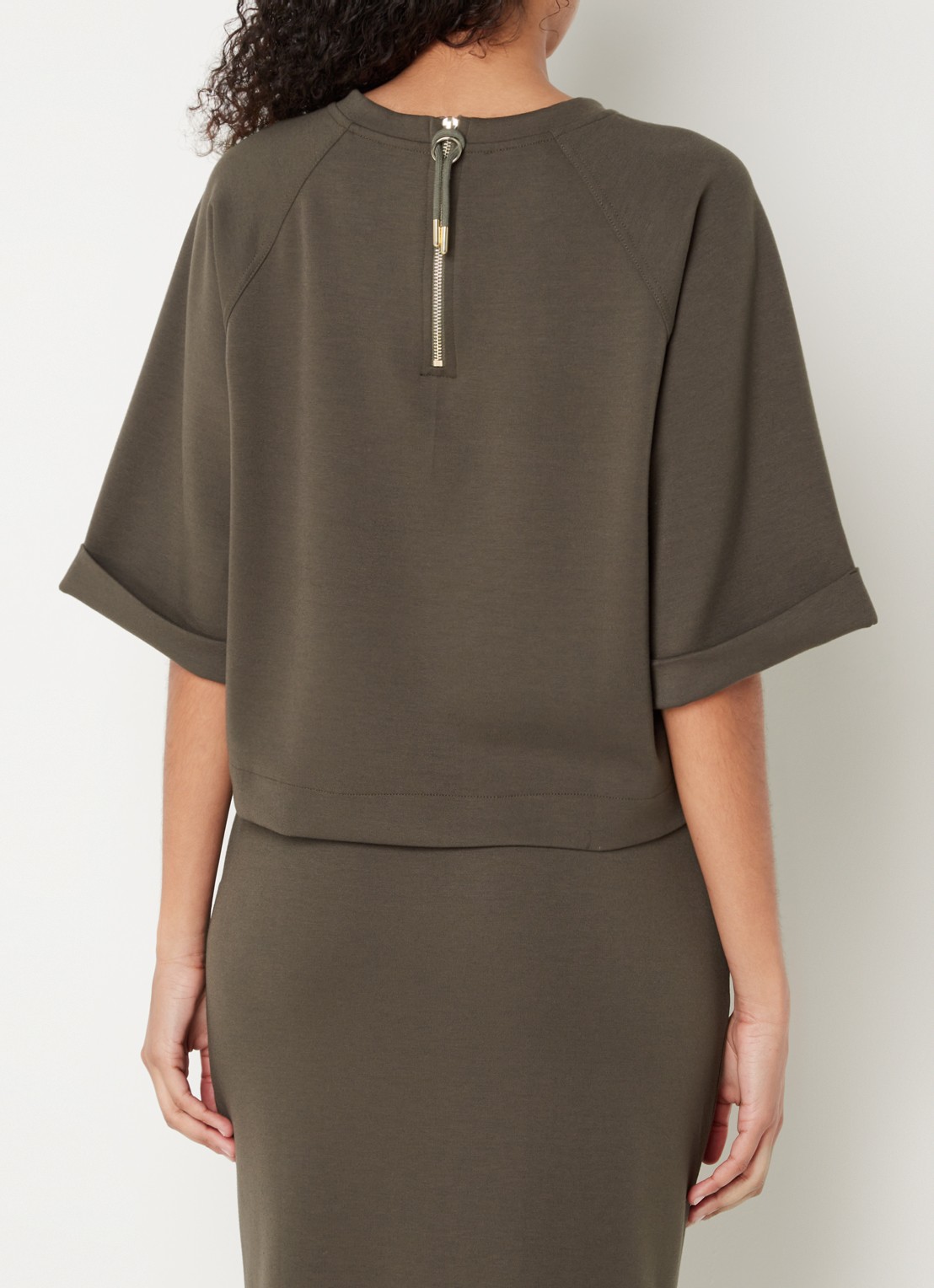 CINQUE Ciine oversized crop top van jersey met ritsdetail - achterkant 3 donkergrijs