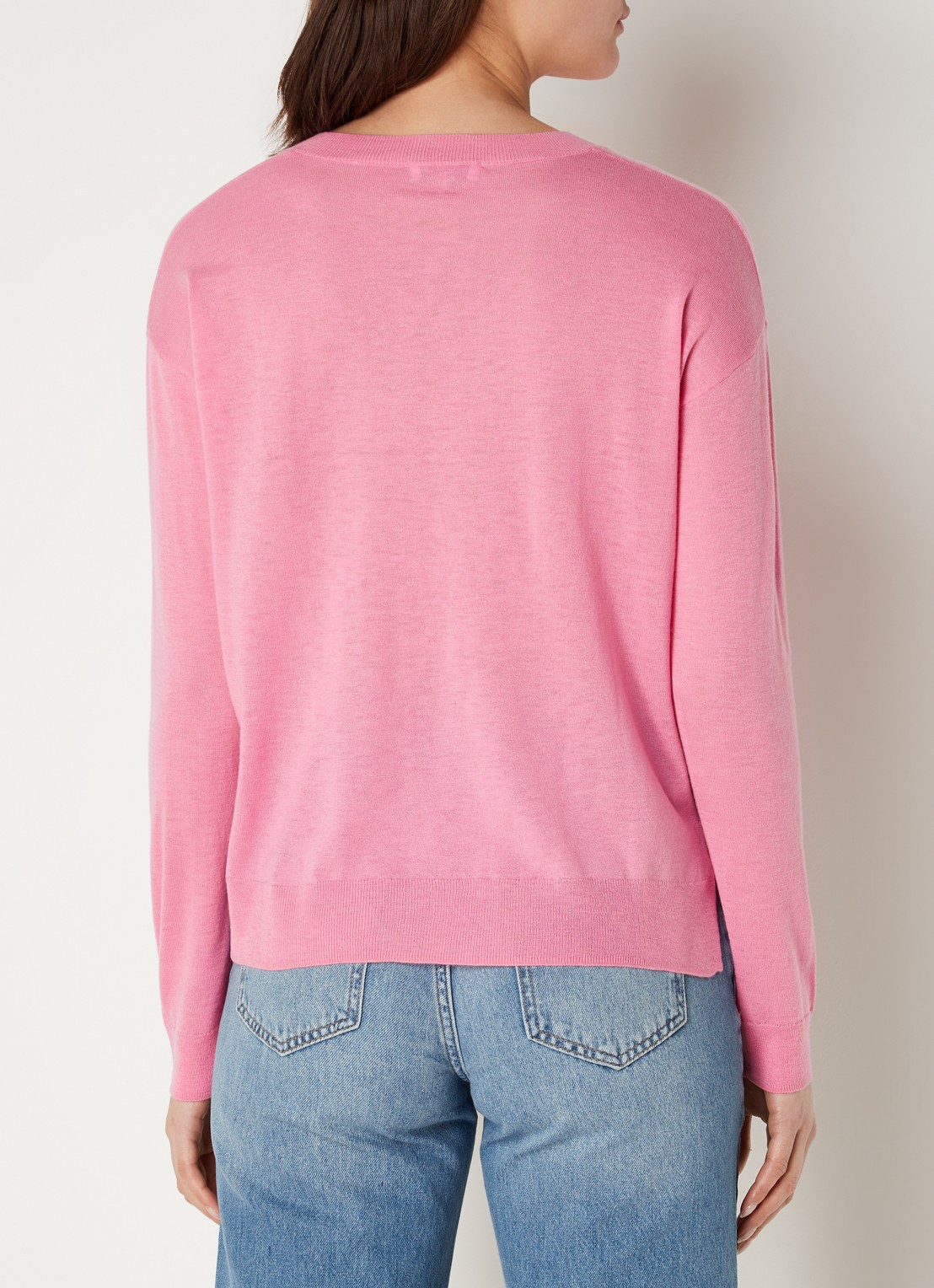 CINQUE Cijill fijngebreide pullover in kasjmierblend met V-hals  - achterkant 3 roze