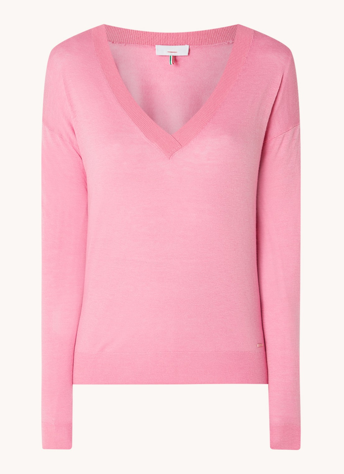 CINQUE Cijill fijngebreide pullover in kasjmierblend met V-hals  - voorkant roze