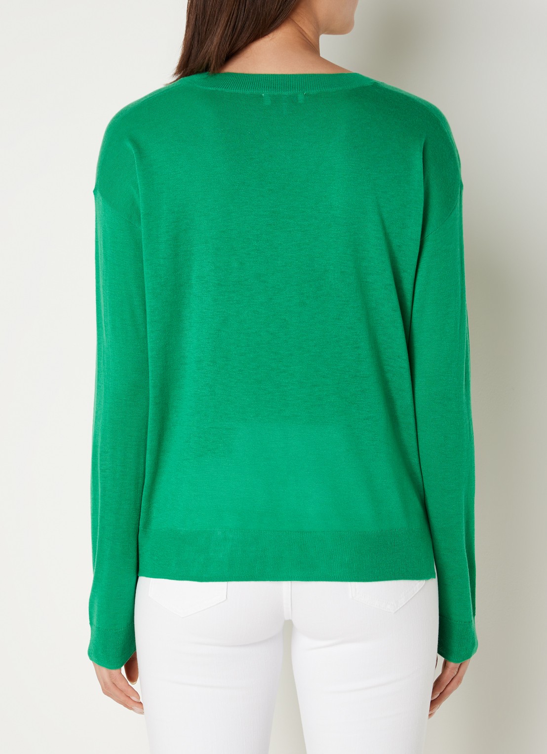 CINQUE Cijill fijngebreide pullover in kasjmierblend met V-hals  - achterkant 4 groen