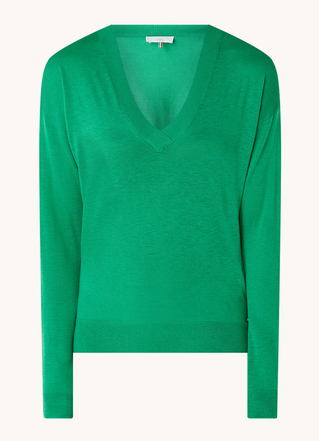 CINQUE Cijill fijngebreide pullover in kasjmierblend met V-hals  - voorkant 2 groen