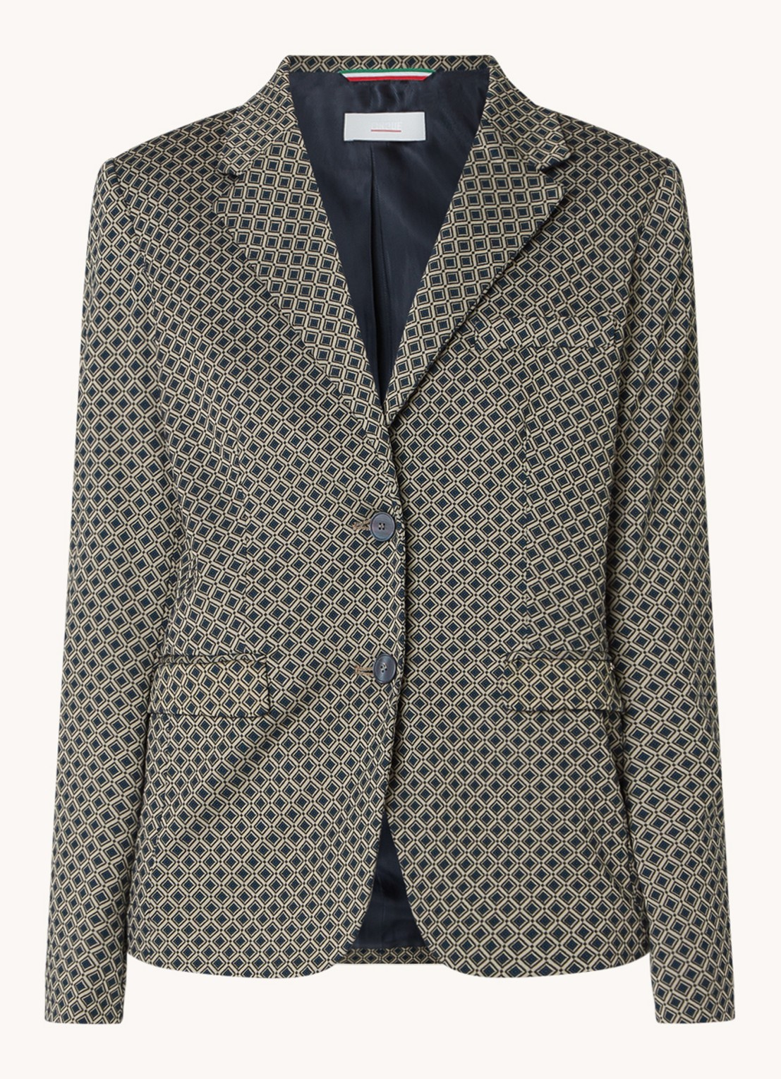 Cinque Cilarni blazer met print en schoudervulling - voorkant 4 donkerbeige