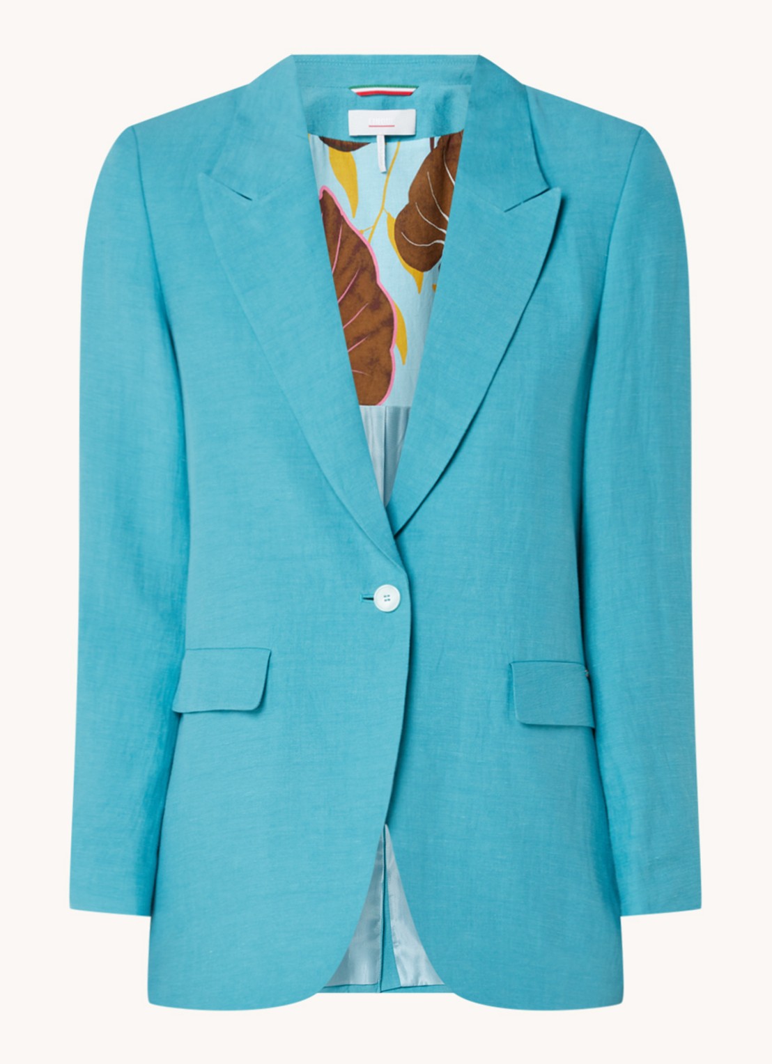 CINQUE Cileccio blazer in linnenblend met klepzakken - voorkant 3 turquoise