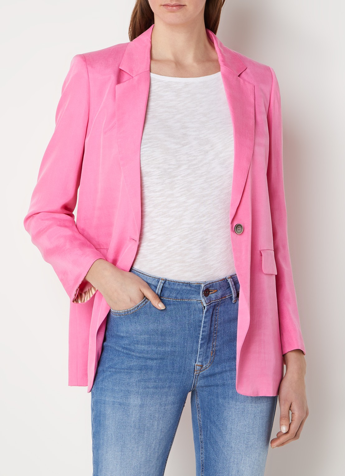 CINQUE Cilecco blazer  met schoudervulling en opgestikte zakken - detail roze