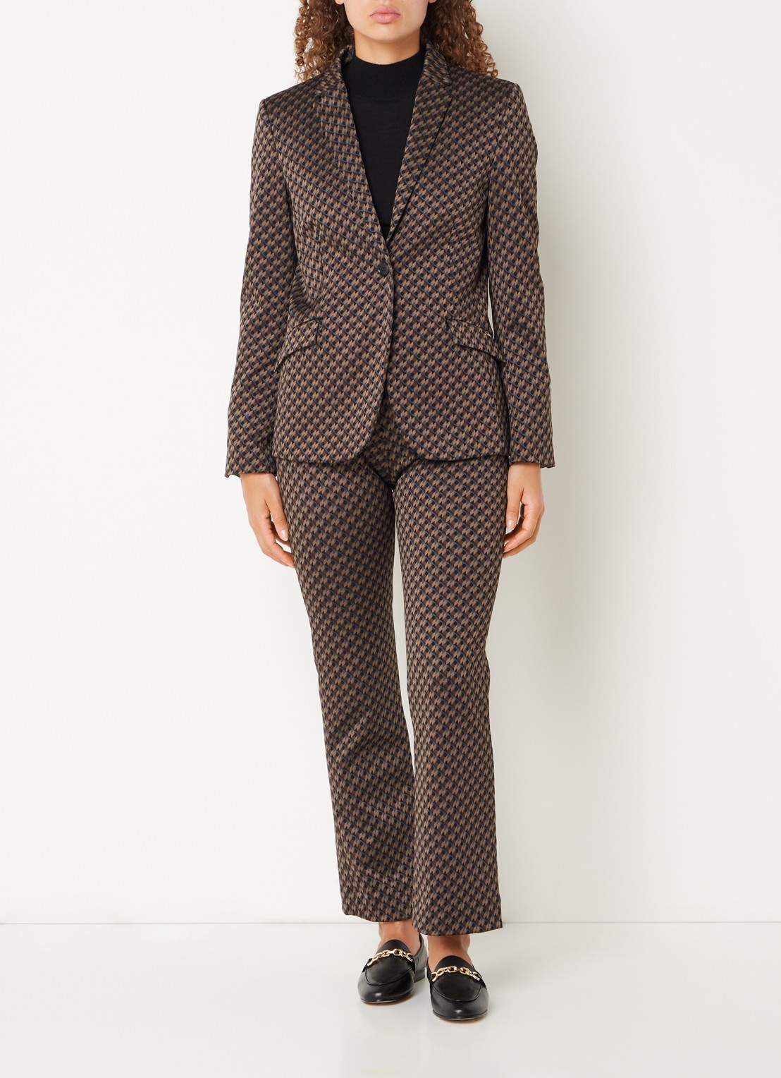 Cinque Cileon blazer met schoudervulling en print - voorkant 3 bruin