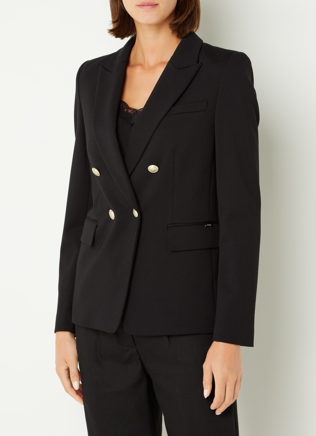 Cinque Cililly double-breasted blazer met klepzakken  - detail zwart