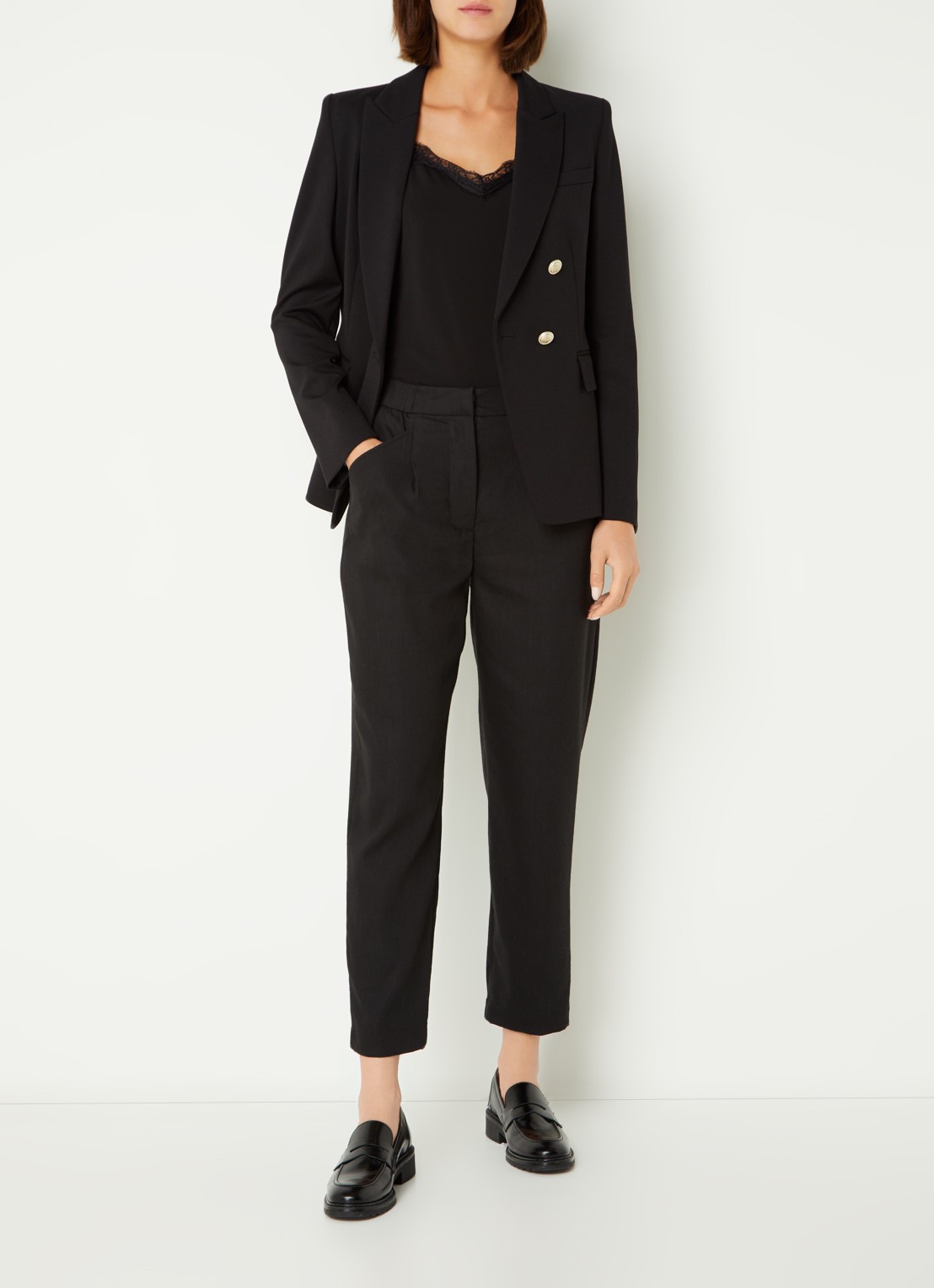 Cinque Cililly double-breasted blazer met klepzakken  - voorkant 4 zwart