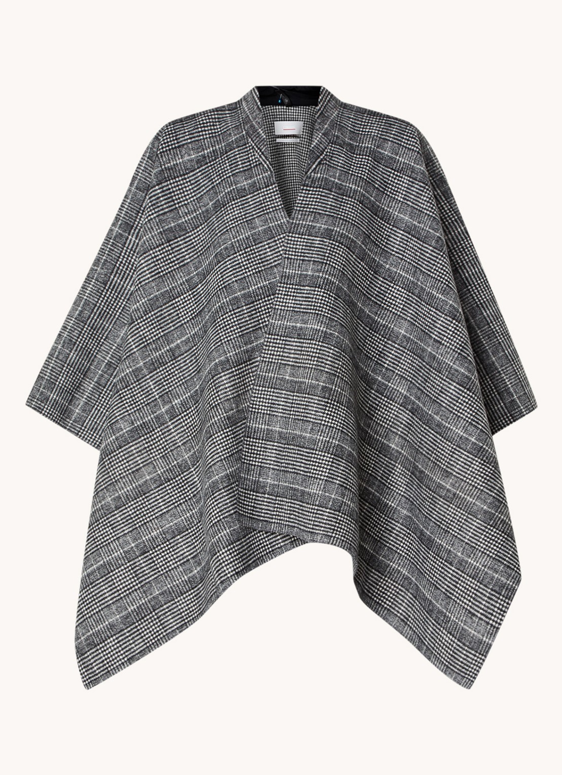 Cinque Cimaike cape in wolblend met ruitdessin - voorkant 2 zwart