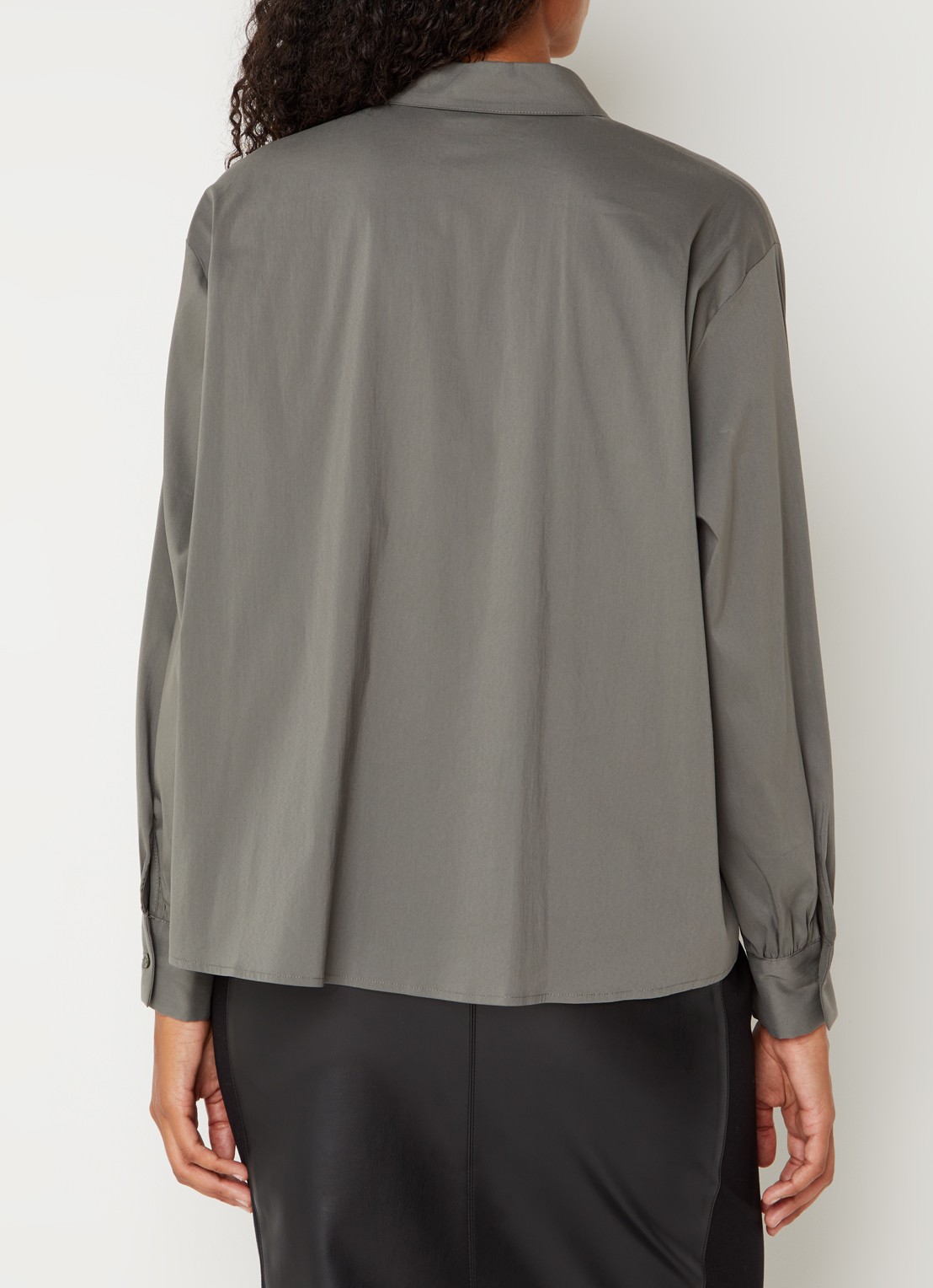 Cinque Cipalmona blouse met ballonmouw - achterkant 3 olijfgroen