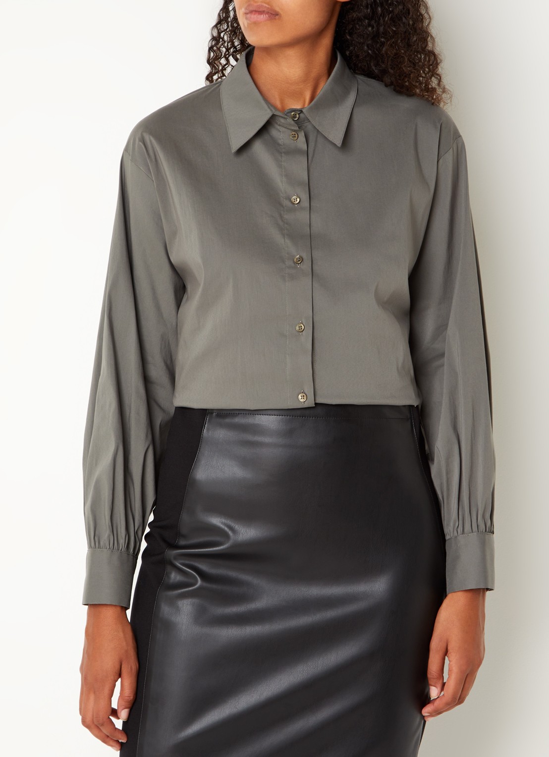 Cinque Cipalmona blouse met ballonmouw - detail 4 olijfgroen