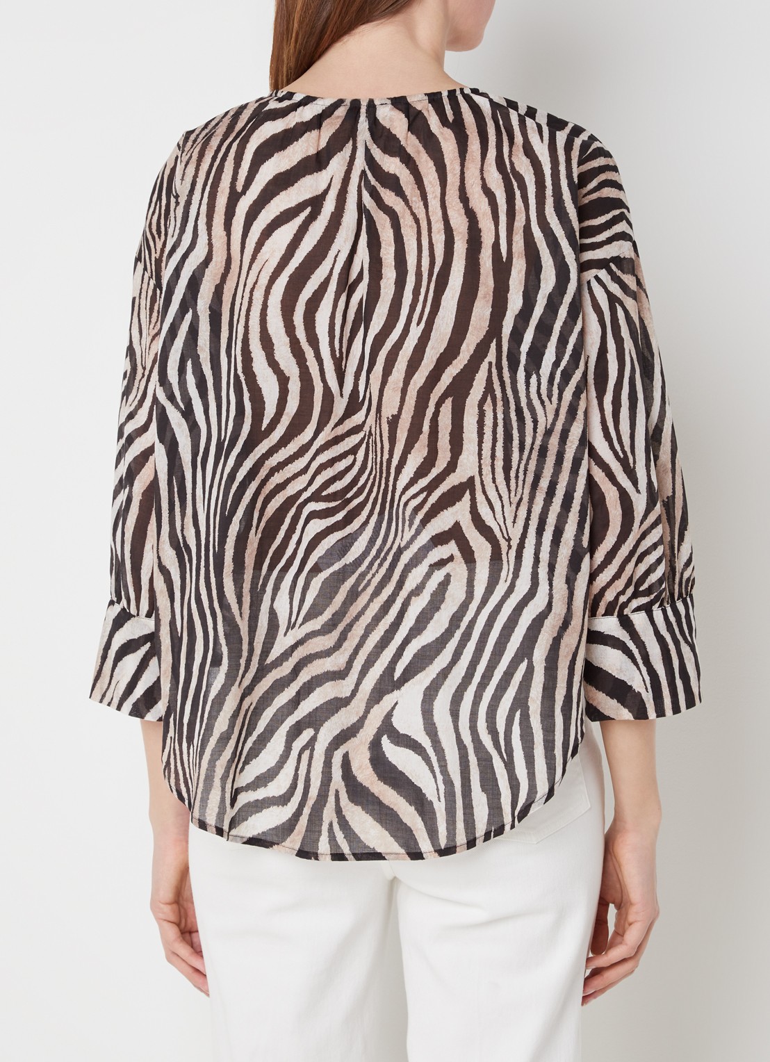 CINQUE Cipaolo semi-transparante tuniek met zebraprint - achterkant 3 zwart