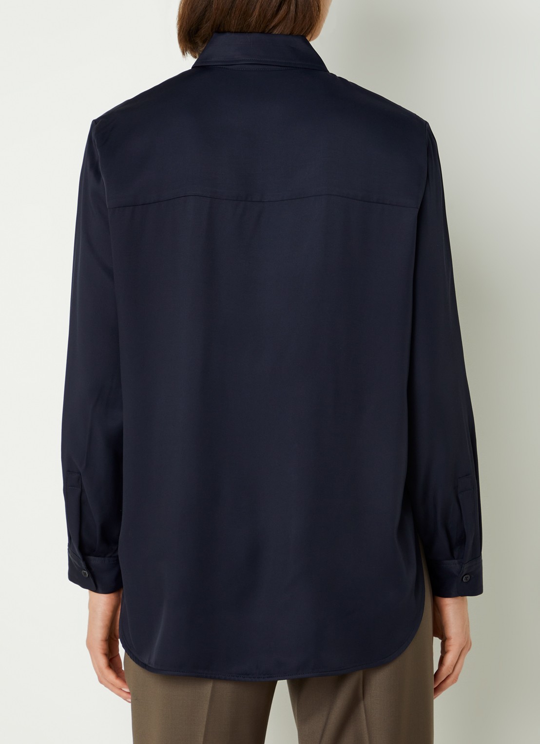 Cinque Ciparis blouse van satijn  - achterkant 2 donkerblauw