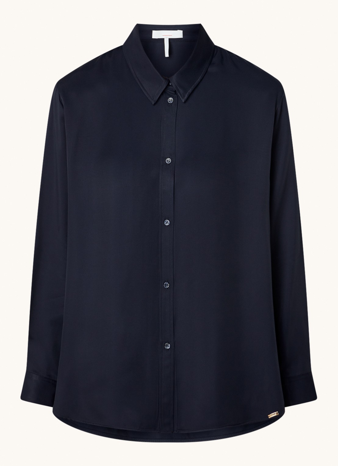 Cinque Ciparis blouse van satijn  - voorkant 3 donkerblauw