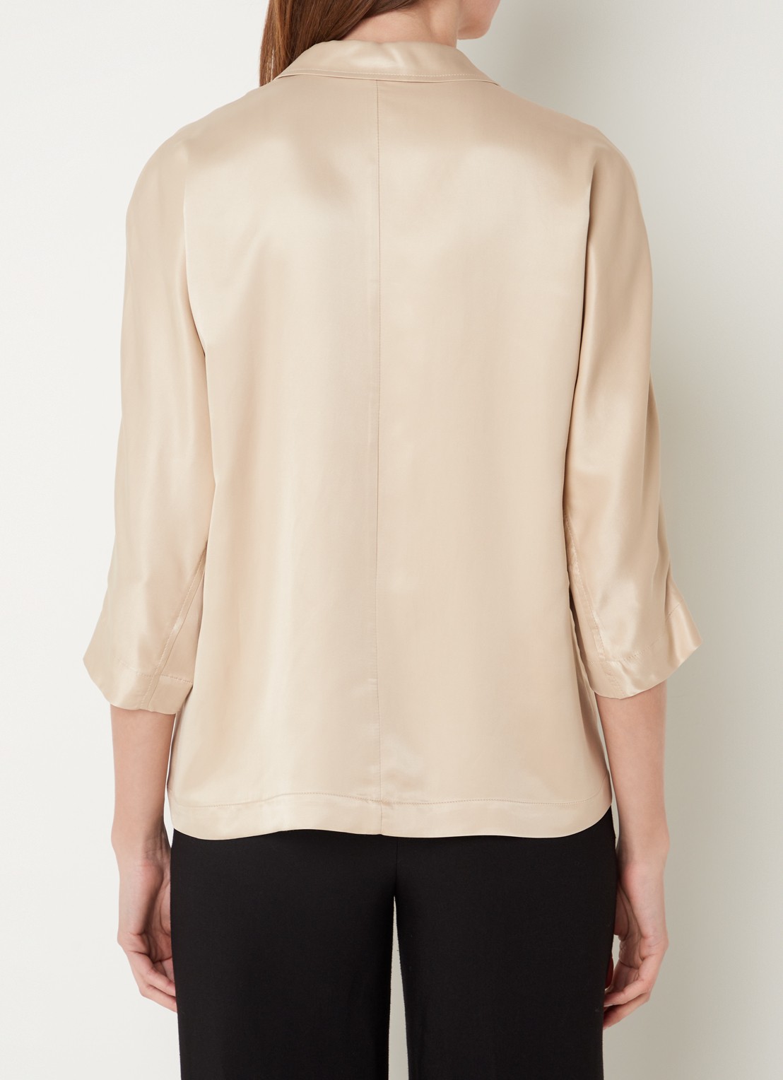 CINQUE Cipasta blouse  met glanzende finish - achterkant 4 donkerbeige