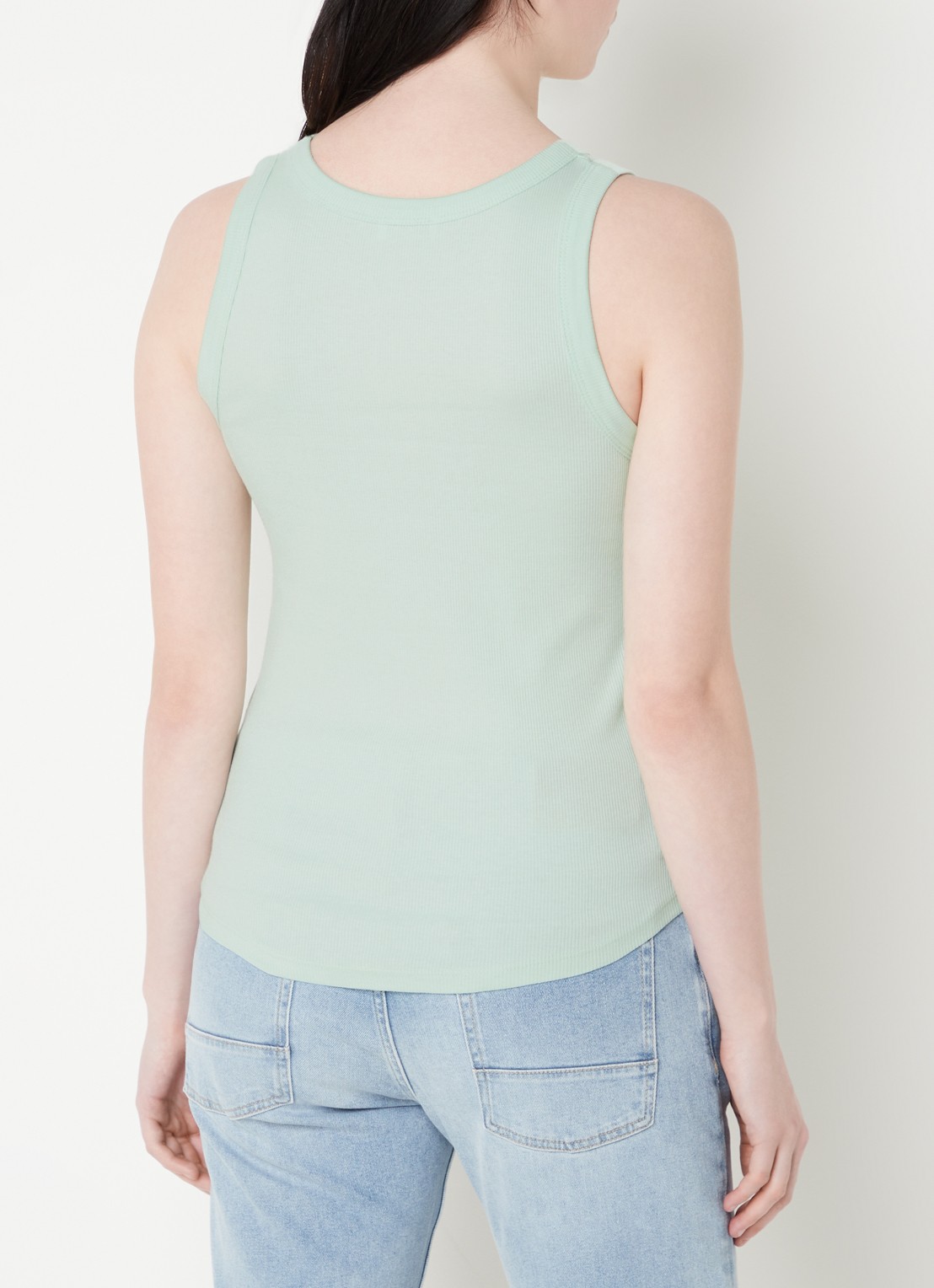 CINQUE Ciria tanktop met ribstructuur en ronde hals - achterkant 4 mosgroen