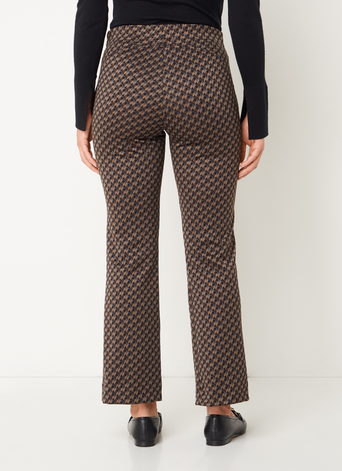 Cinque Cisilhouetta mid waist cropped flared fit broek met print - achterkant bruin