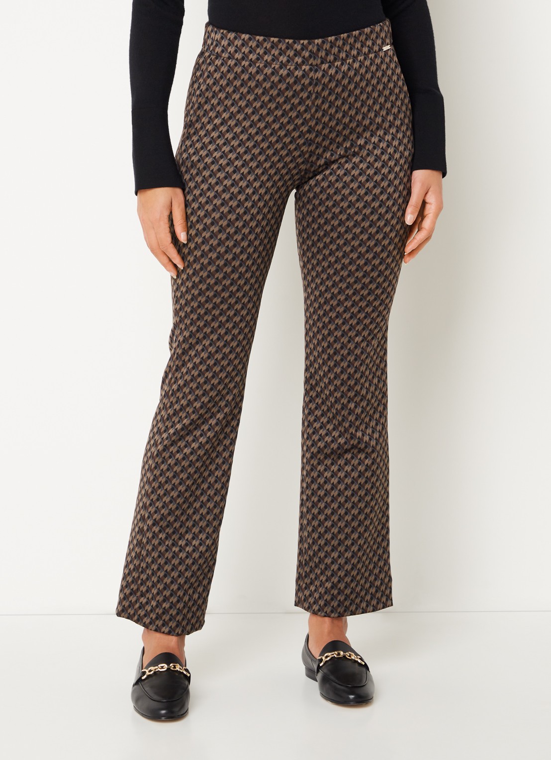 Cinque Cisilhouetta mid waist cropped flared fit broek met print - detail 2 bruin