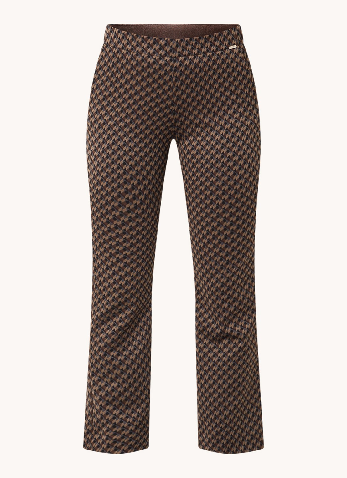 Cinque Cisilhouetta mid waist cropped flared fit broek met print - voorkant 3 bruin