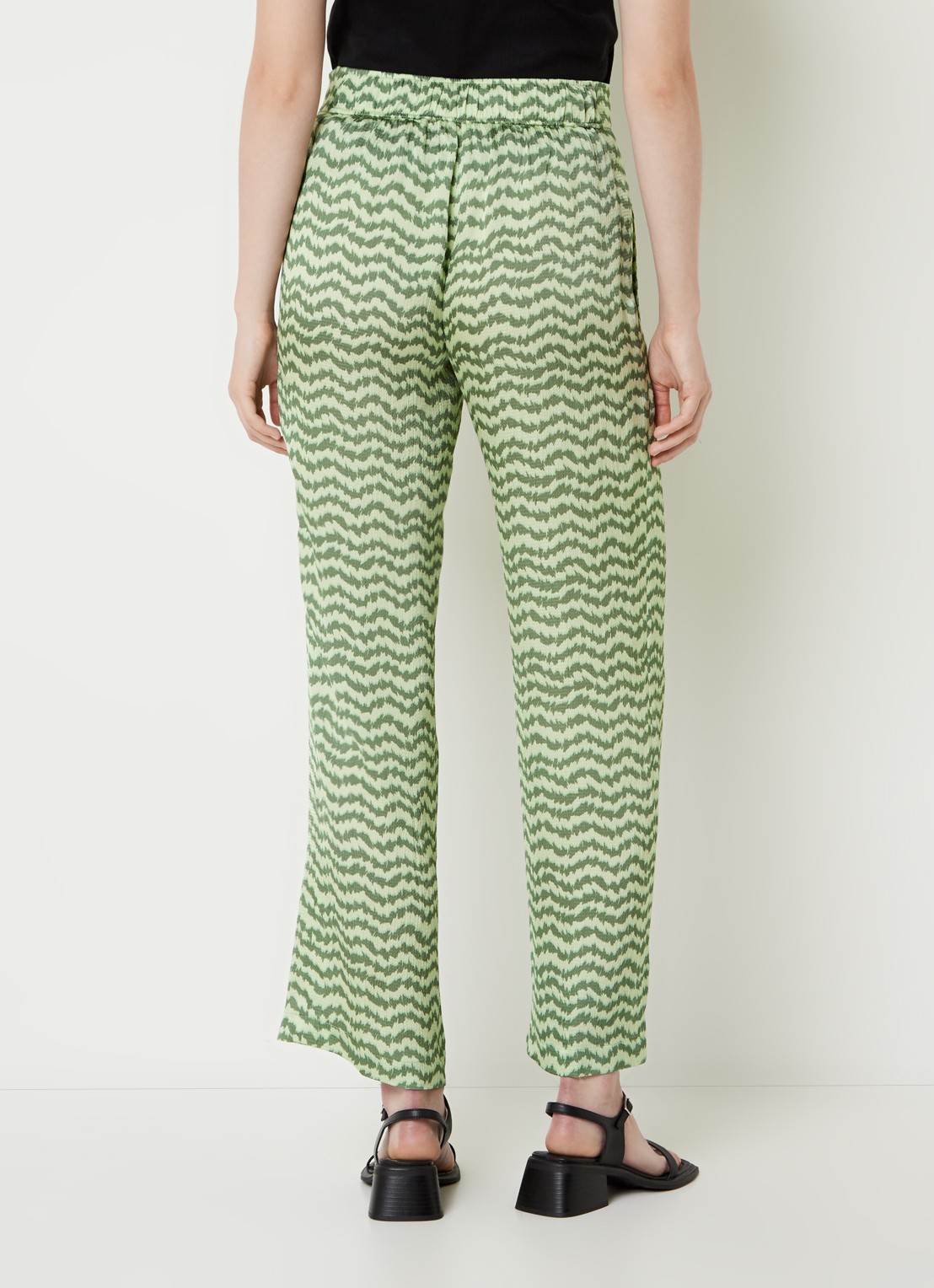 CINQUE Cisleep high waist loose fit palazzobroek met print - achterkant groen
