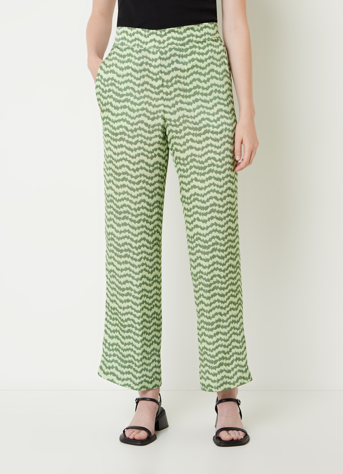 CINQUE Cisleep high waist loose fit palazzobroek met print - detail 2 groen