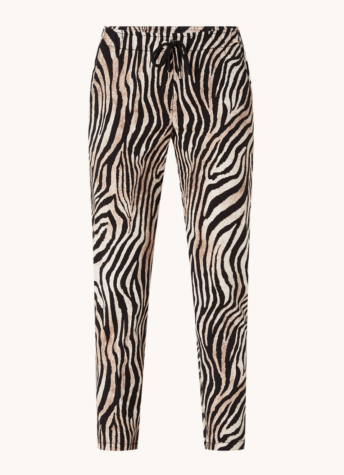 CINQUE Cisofa mid waist cropped tapered fit broek met zebraprint  - voorkant bruin