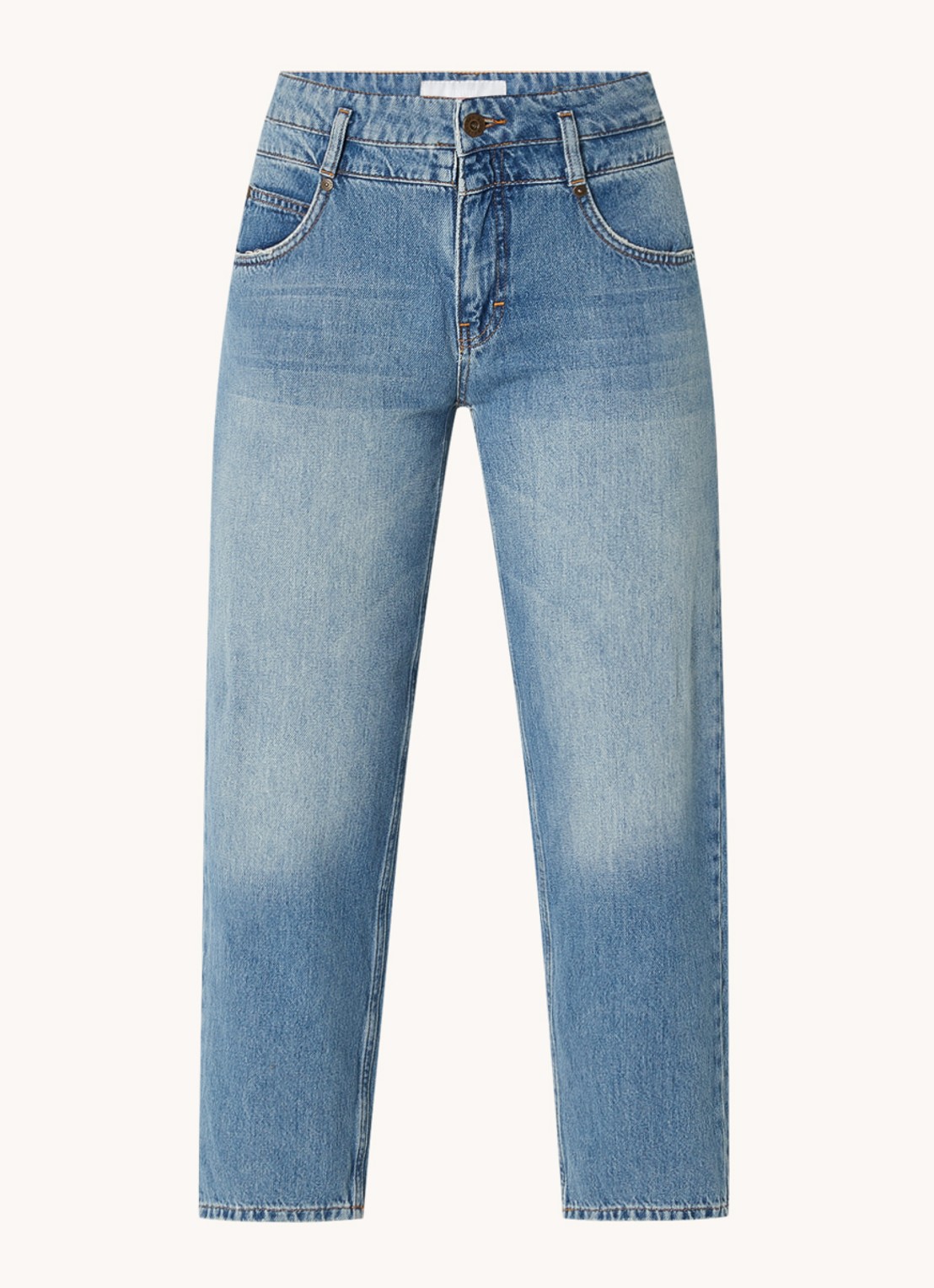 CINQUE Cisoleil mid waist cropped tapered fit jeans met medium wassing - voorkant 4 blauw