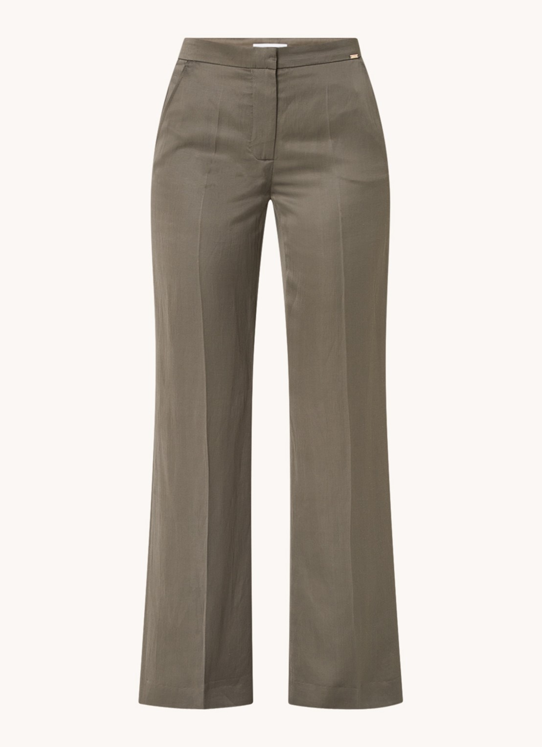 CINQUE Cisong high waist wide fit pantalon in linnenblend - voorkant 3 donkergrijs