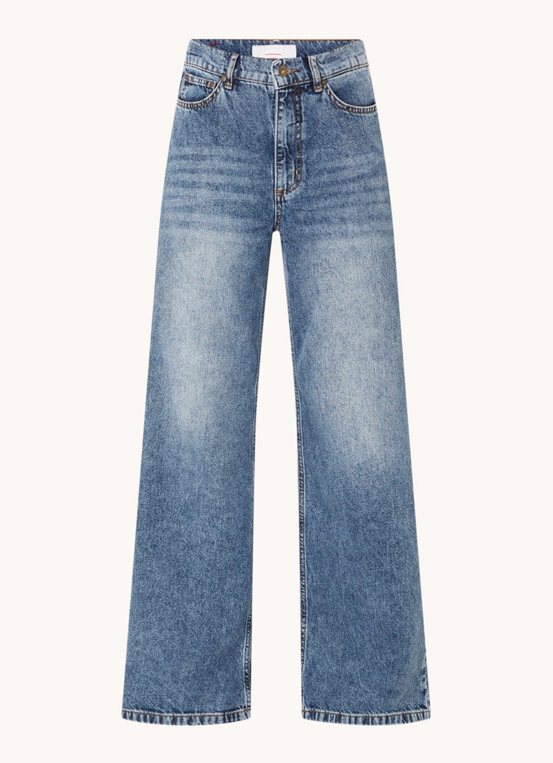 Cinque Cistage high waist wide leg jeans met verwassen afwerking - voorkant 2 indigo