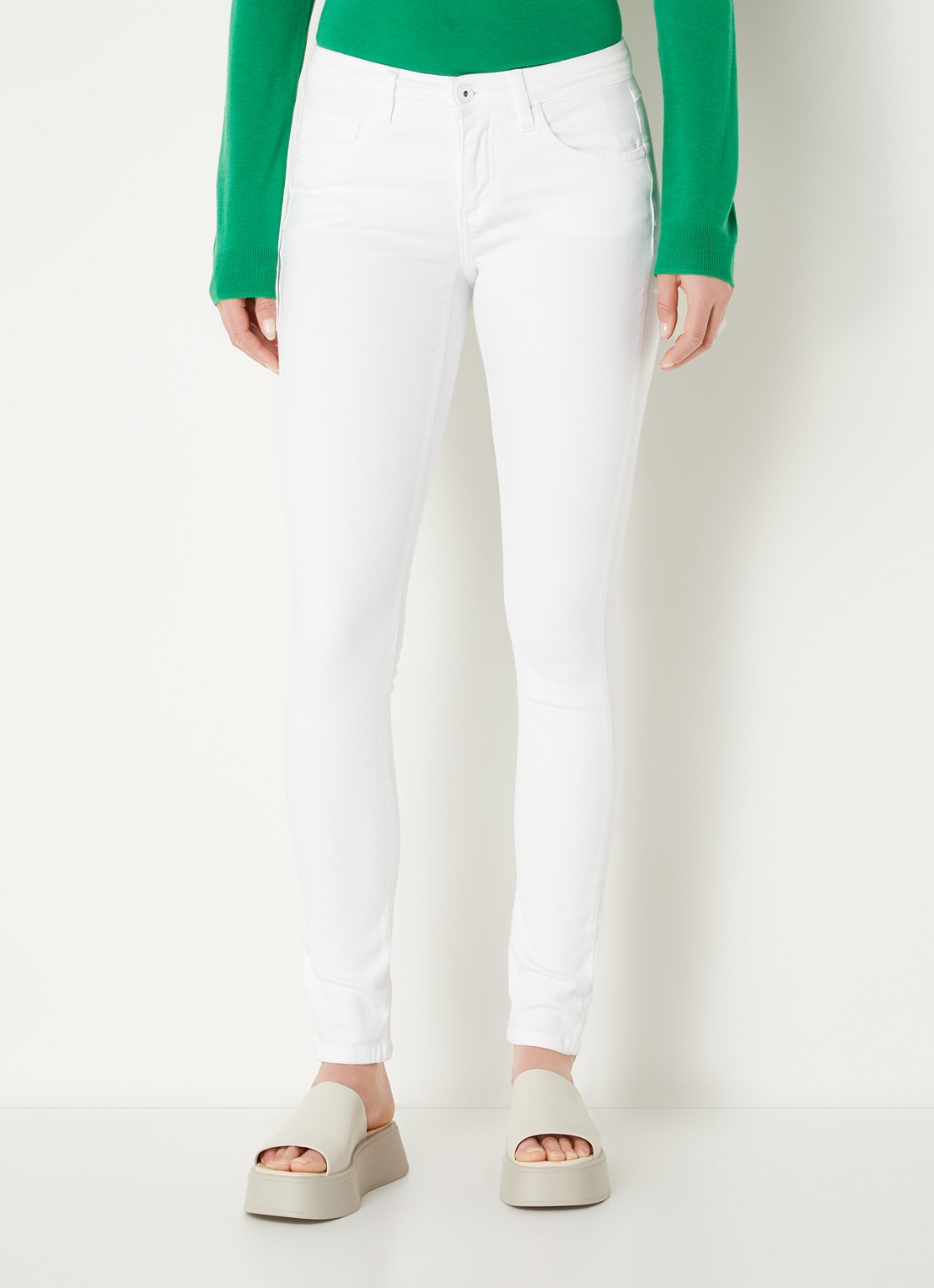 CINQUE Cisun mid waist skinny jeans in gekleurde wassing  - detail wit