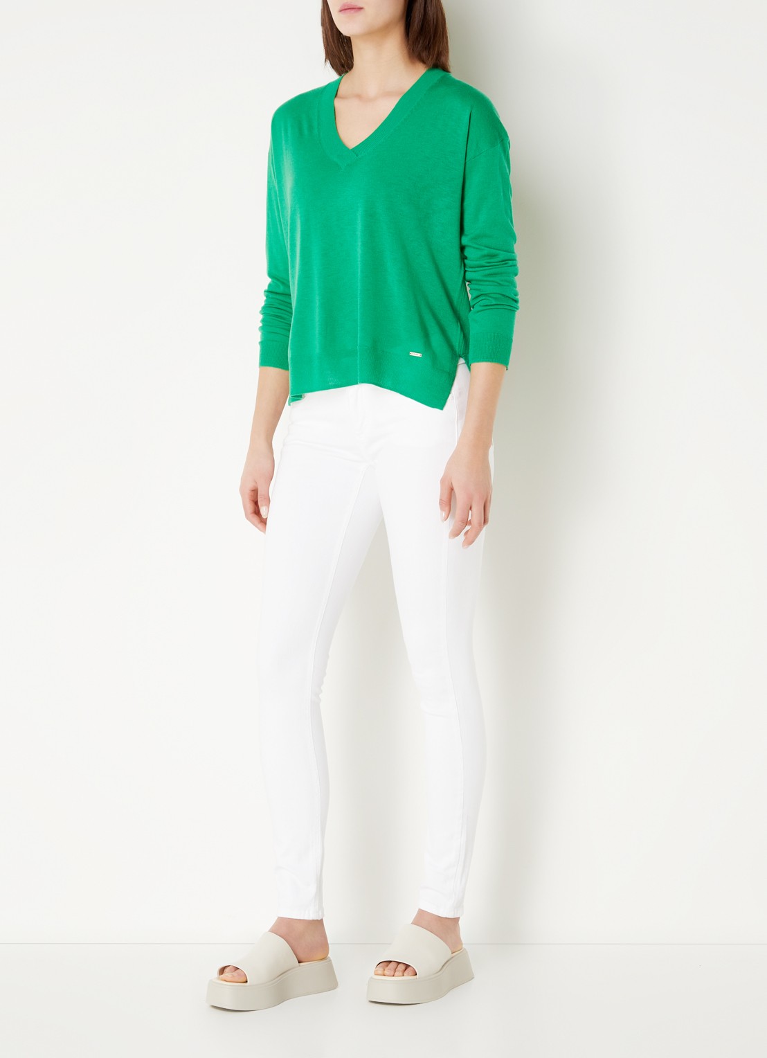 CINQUE Cisun mid waist skinny jeans in gekleurde wassing  - voorkant 5 wit