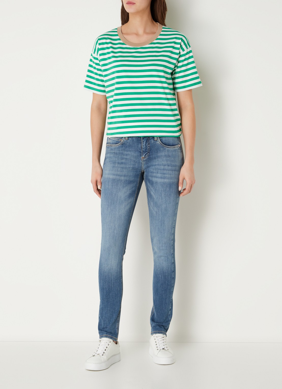 CINQUE Cisun mid waist skinny jeans in gekleurde wassing  - voorkant 2 indigo