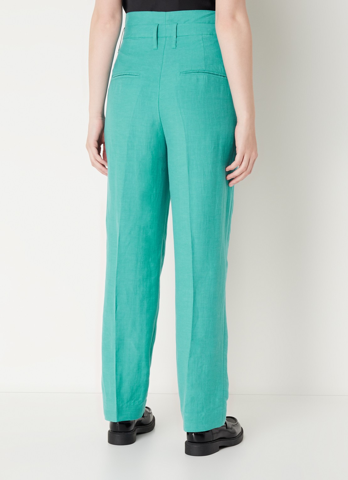 CINQUE Cisusi high waist tapered fit pantalon in linnenblend met steekzakken - achterkant zeegroen