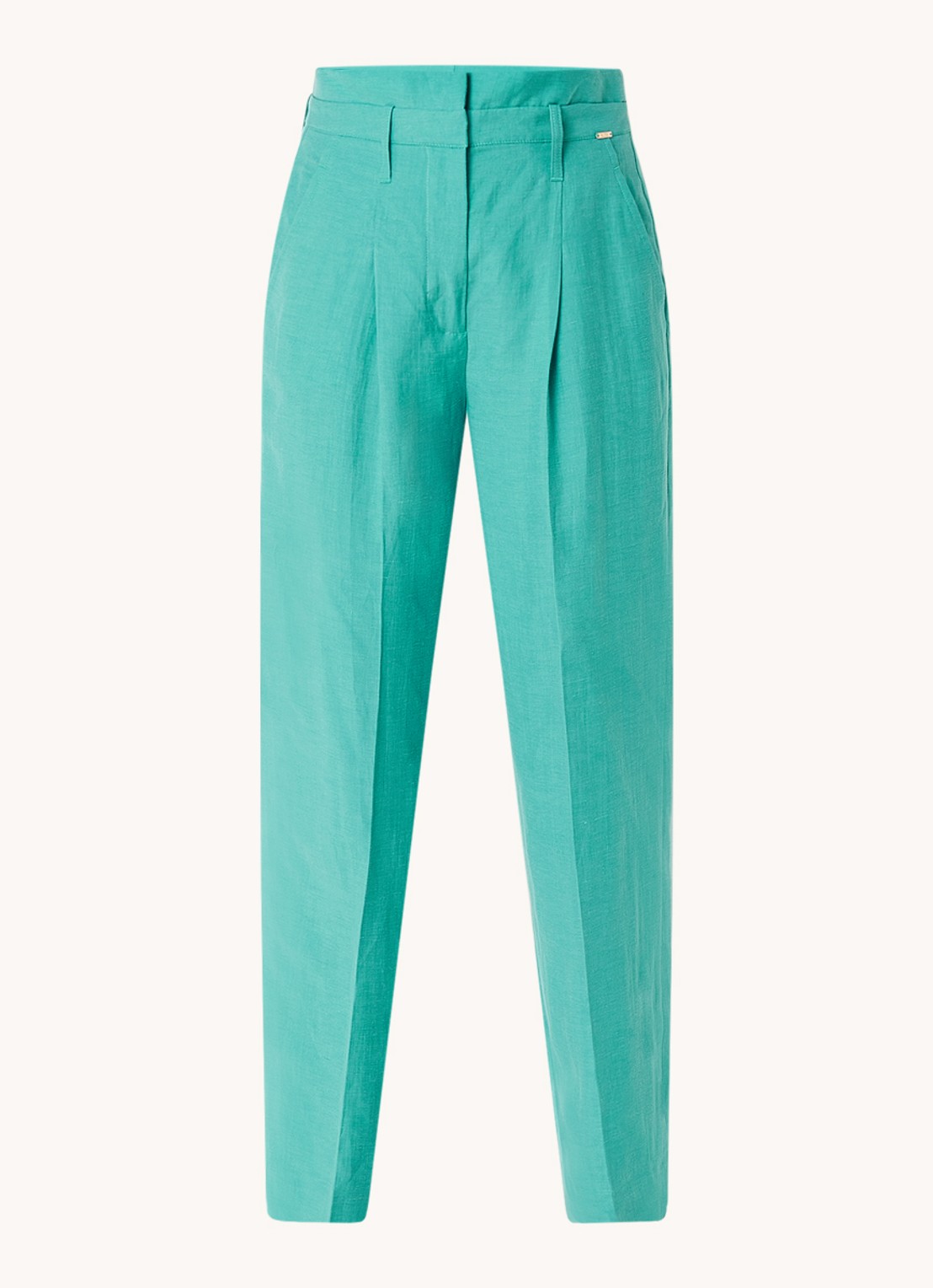 CINQUE Cisusi high waist tapered fit pantalon in linnenblend met steekzakken - voorkant 2 zeegroen