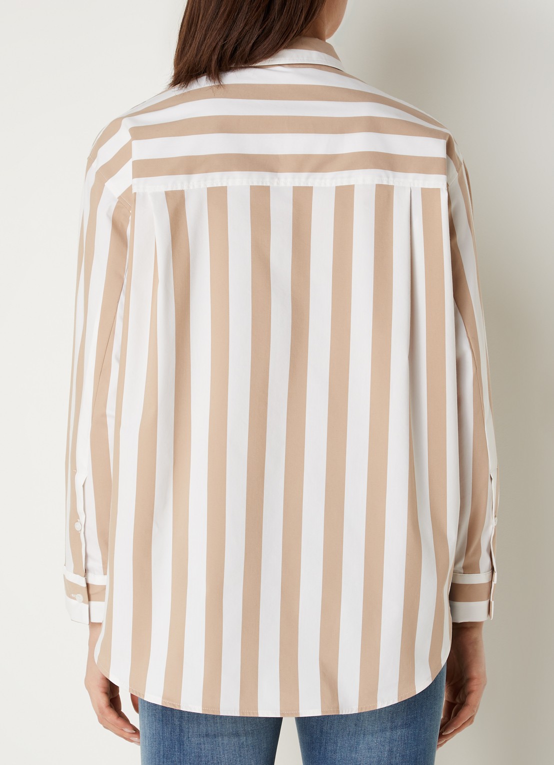 CINQUE Citarina blouse met streepprint  - achterkant zand