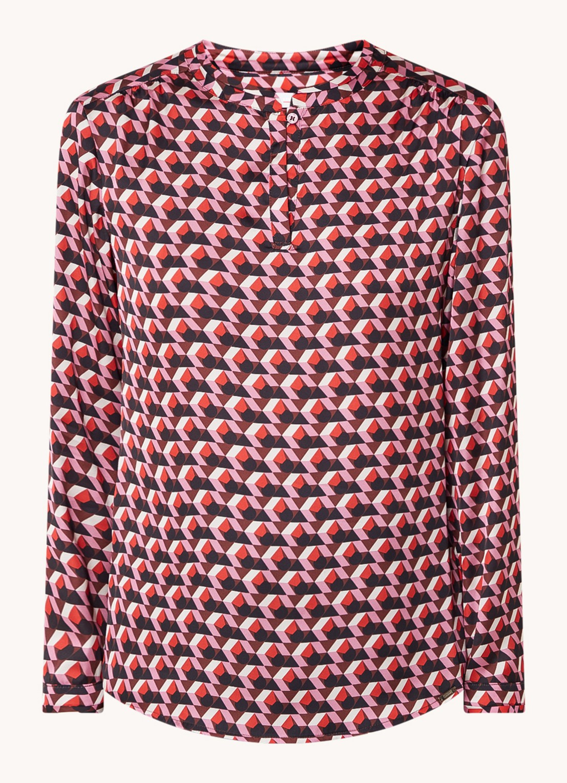Cinque Citaube tuniek van satijn met grafische print  - voorkant 4 roze