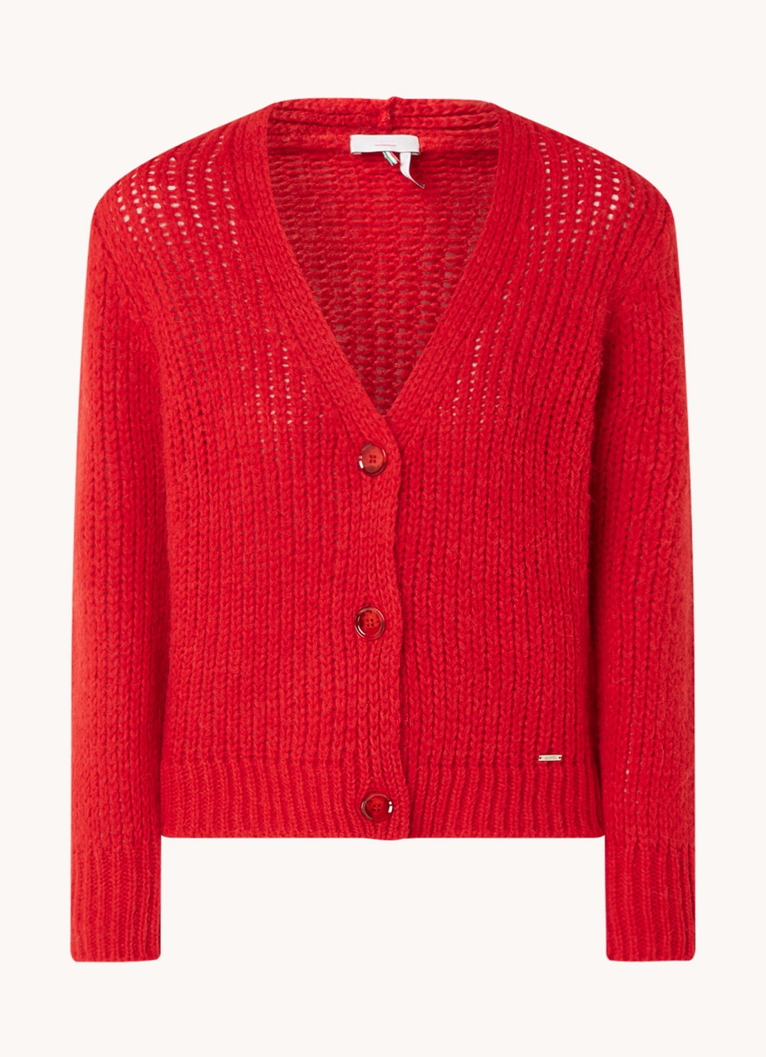 Cinque Civivian grofgebreid vest in alpaca wolblend - voorkant rood