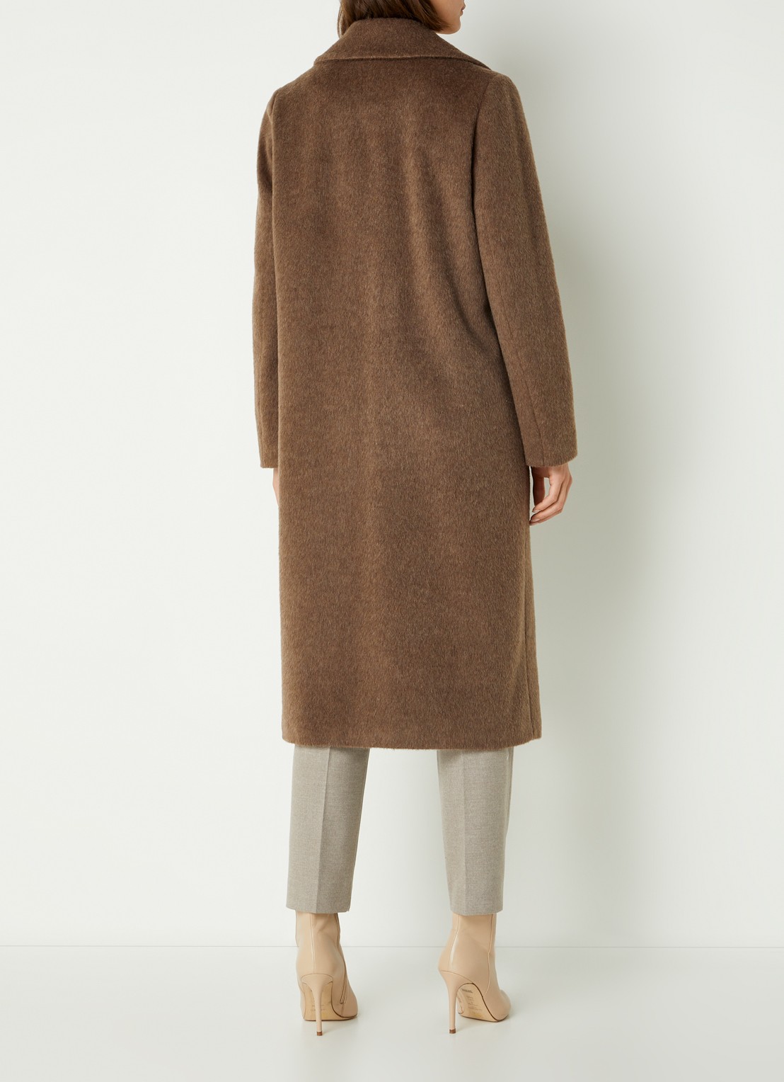 Cinque Cizuriga mantel in alpaca wolblend met steekzakken  - achterkant lichtbruin