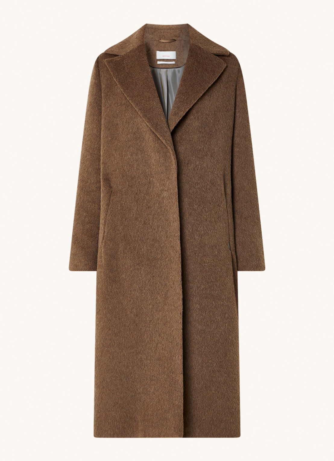 Cinque Cizuriga mantel in alpaca wolblend met steekzakken  - voorkant 4 lichtbruin