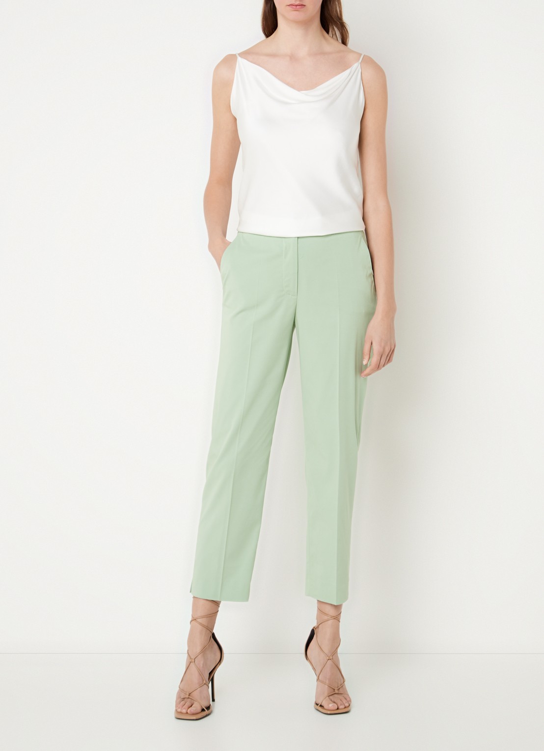 CINQUE Hennes high waist tapered fit pantalon met steekzakken - voorkant 3 lichtgroen