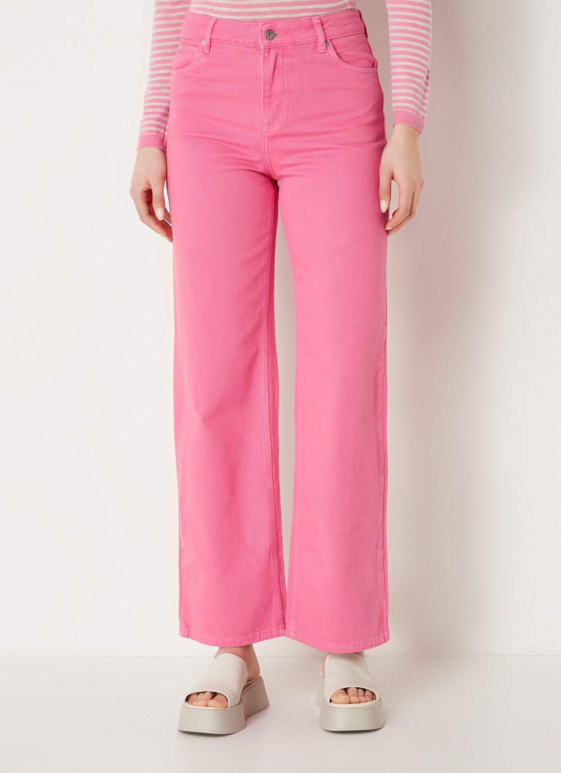 CINQUE High waist cropped wide leg jeans met gekleurde wassing  - detail 4 roze