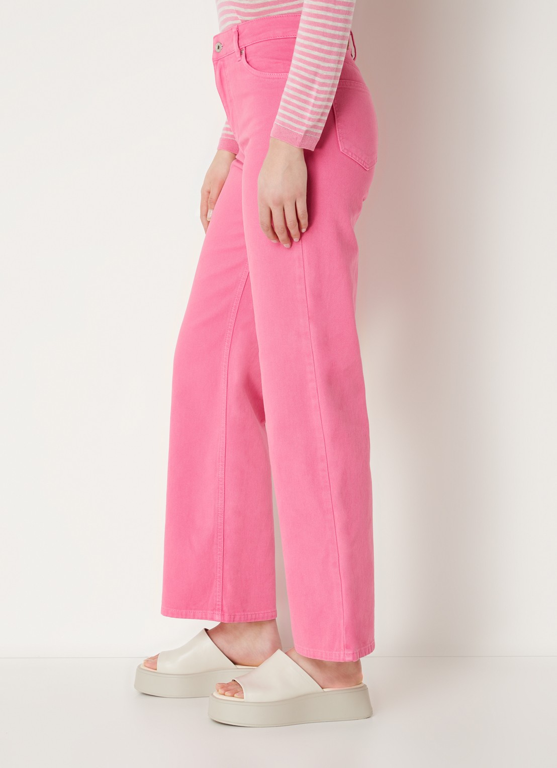 CINQUE High waist cropped wide leg jeans met gekleurde wassing  - detail 5 roze