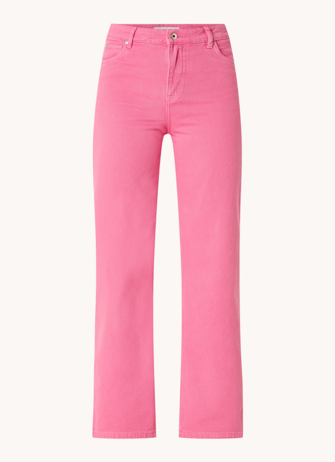 CINQUE High waist cropped wide leg jeans met gekleurde wassing  - voorkant 2 roze
