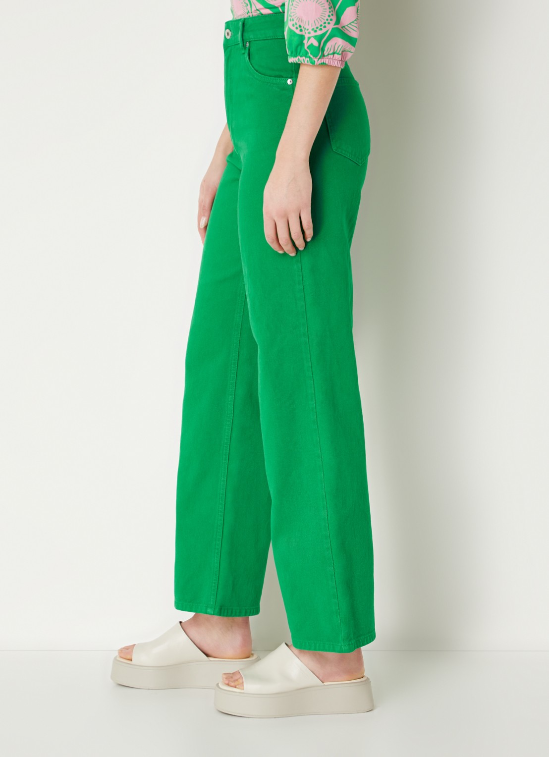 CINQUE High waist cropped wide leg jeans met gekleurde wassing  - detail 5 groen