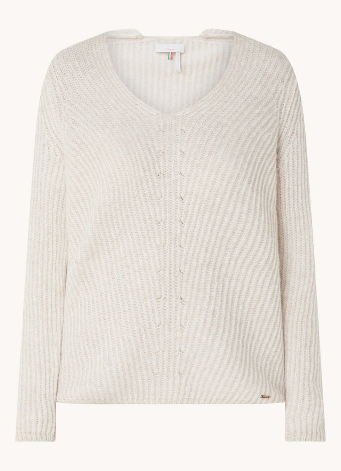 Cinque Ribgebreide pullover in merino wolblend - voorkant creme