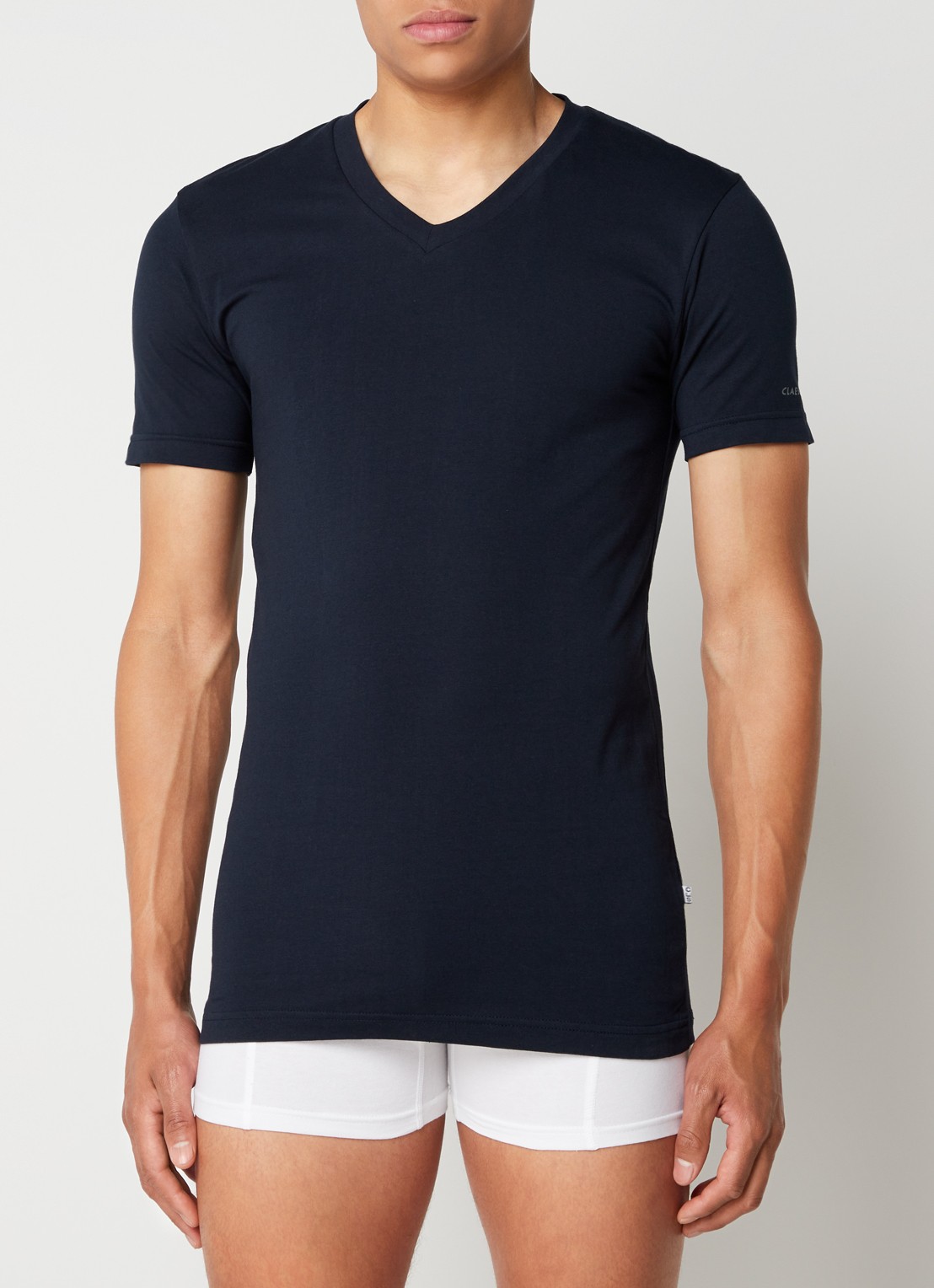 Claesen's 2-pack T-shirts met V-hals - detail 4 donkerblauw