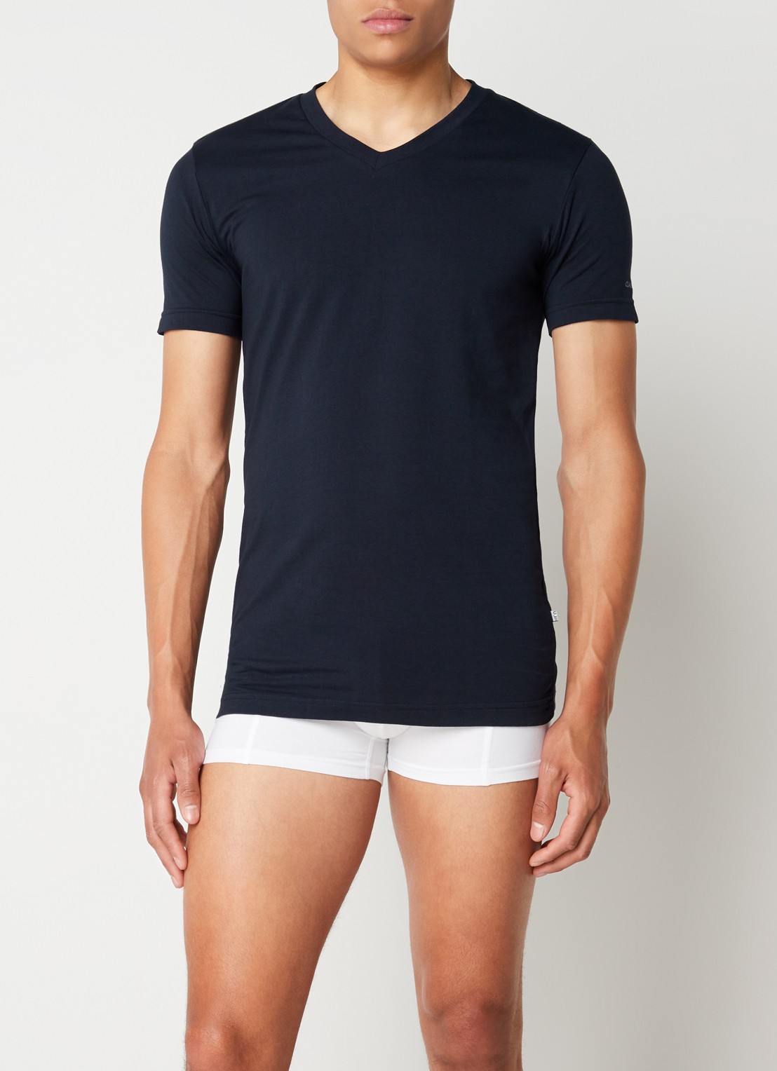 Claesen's 2-pack T-shirts met V-hals - voorkant 2 donkerblauw
