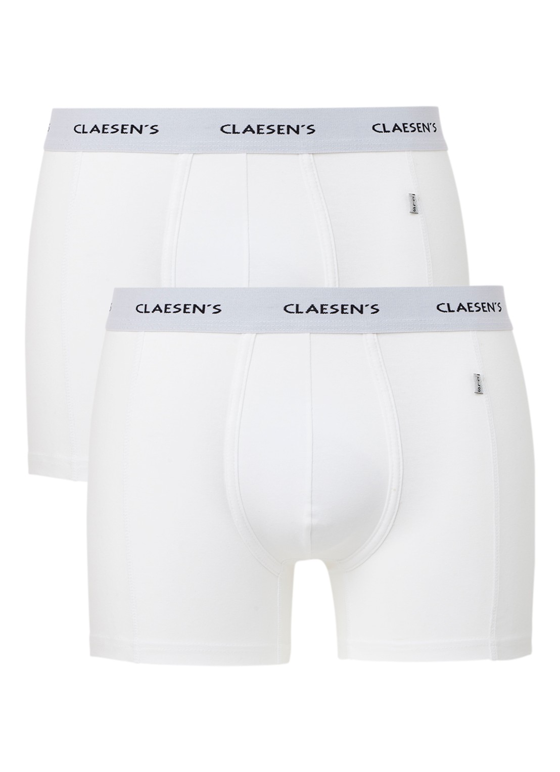 Claesen's Boxershorts met logoband in 2-pack - voorkant 2 wit